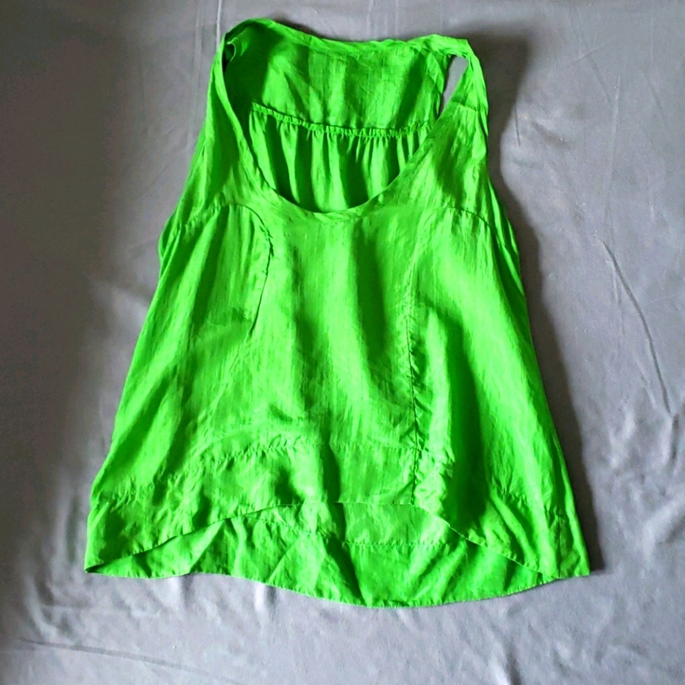 2/20 Vintage Flowy Kelly Green Silk Tank Cami